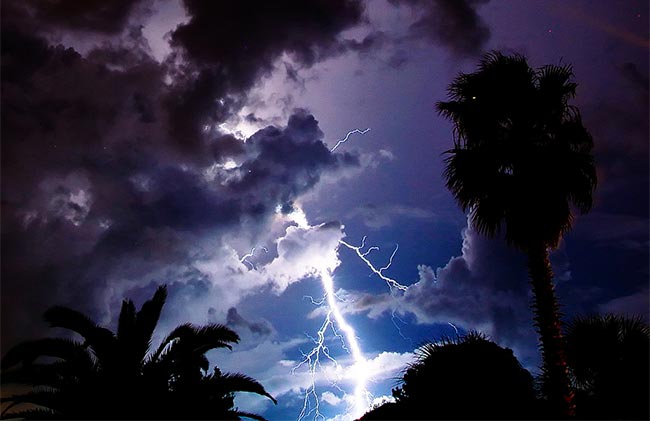 <p>Flickr – Craig ONeal</p> (Lightning storm in Florida represents borken democracy)