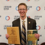 Rep. Derek Kilmer (D-WA) receive Issue One's Teddy Roosevelt Courage Award.