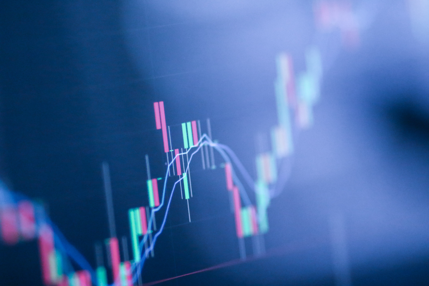 Stock exchange market chart, Stock market data on LED display. Business analysis concept.