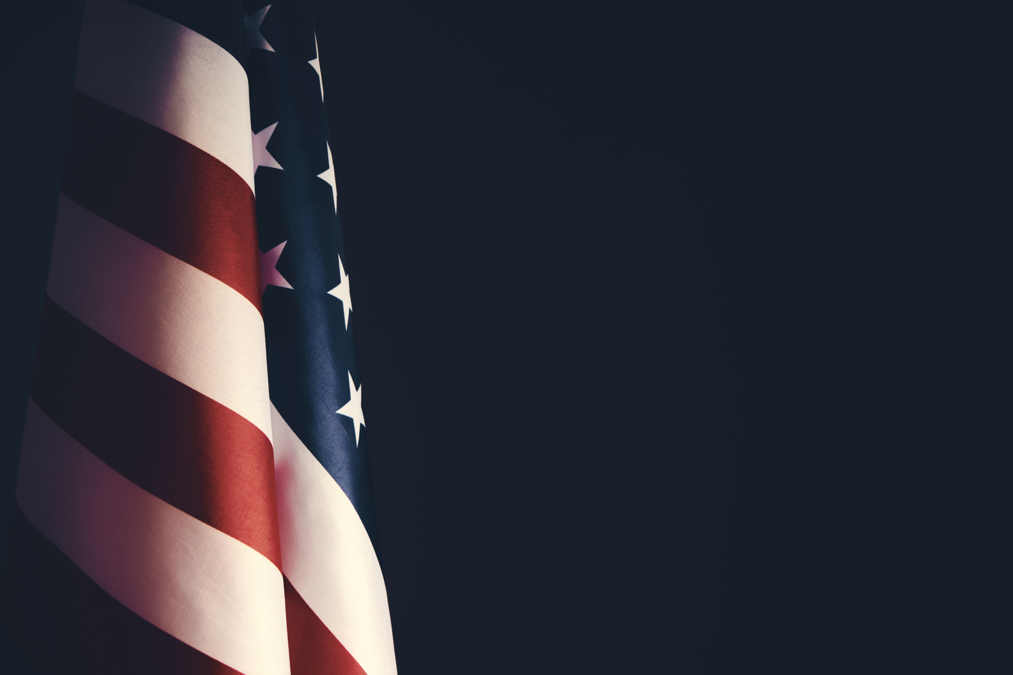 American flag on dark gray background